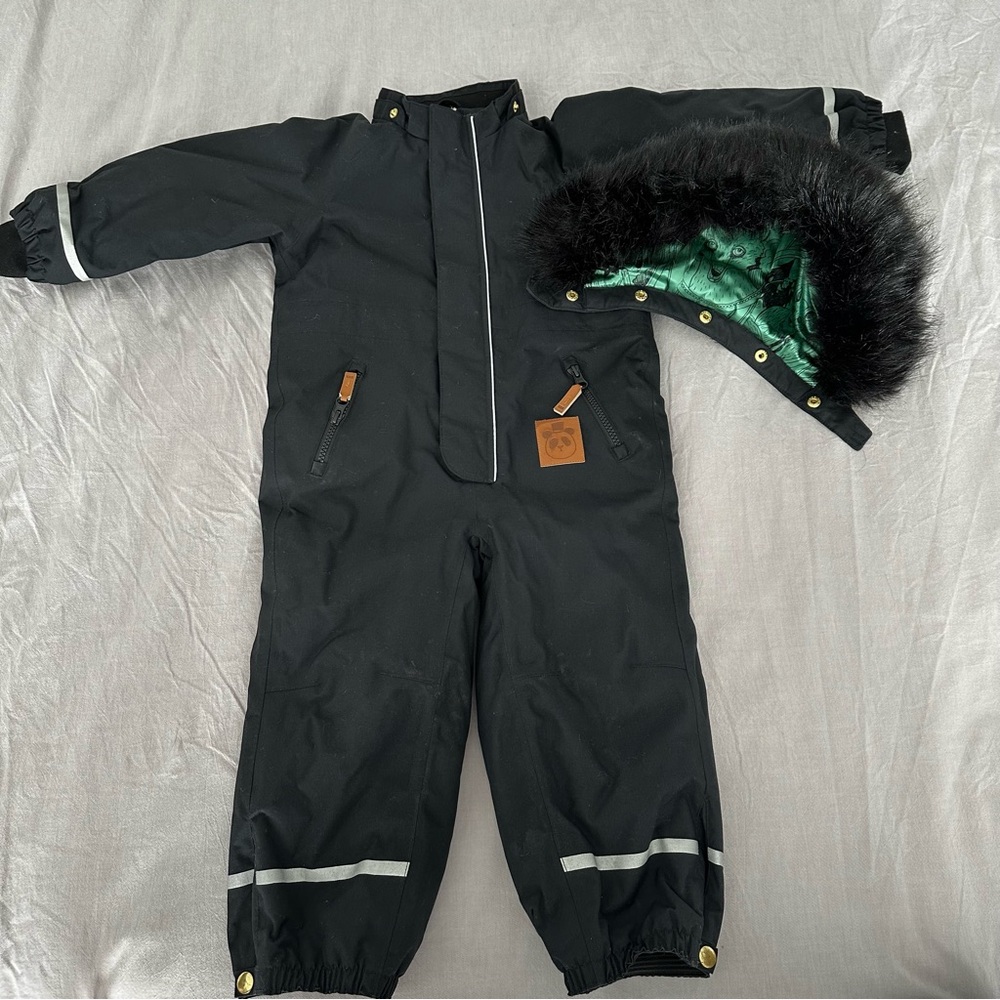 Mini Rodini Black Snowsuit with Green Lining